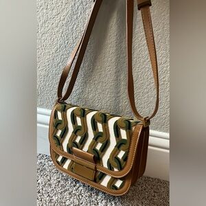 Charles & Keith Brown and Green Patterned Bag